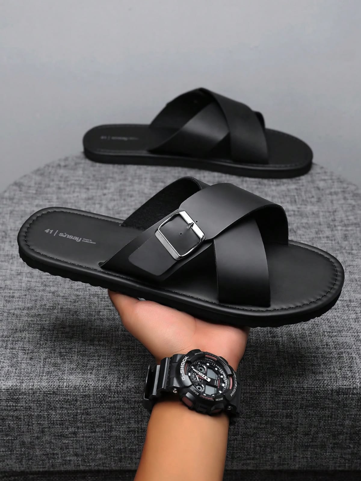 Men's Double Strap Buckle Slide Sandals